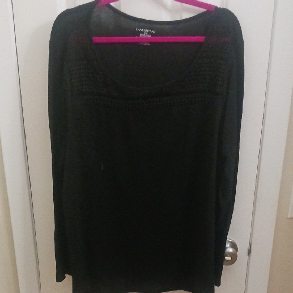 Lane Bryant Black Crochet Detail Top